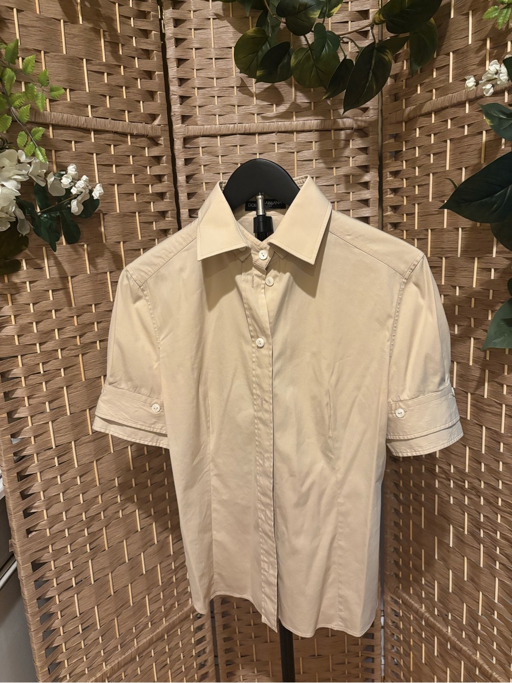 Vintage Dolce & Gabbana Cream Short-Sleeve Button-Down Shirt